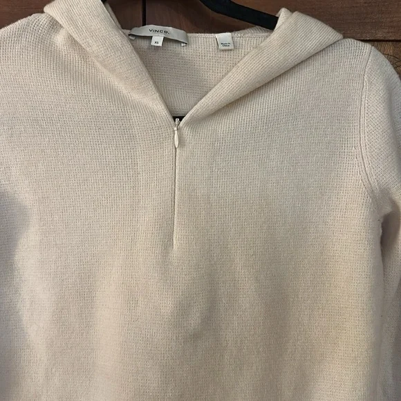 Vince Wool Blend Hooded Quarter Zip
